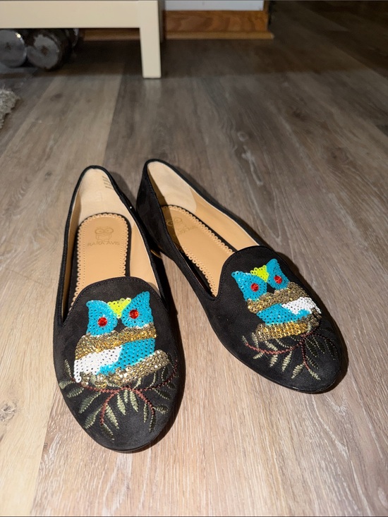 Rara Avis Shoes - Rara Avis Black Sequin Owl Slip-On Loafers for Women